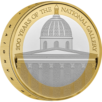 英国 2024年 ナショナル・ギャラリー創設200周年 2ポンドピエフォー銀貨金メッキ付 プルーフ