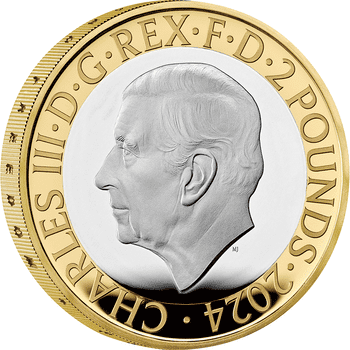 英国 2024年 ナショナル・ギャラリー創設200周年 2ポンド銀貨金メッキ付 プルーフ