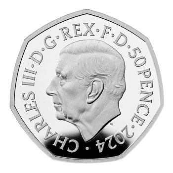 英国 2024年 ハリー・ポッター 黒い湖 50ペンスカラー銀貨 プルーフ