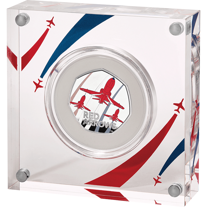 英国 2025年 レッドアローズ展示飛行60周年 50ペンスカラー銀貨