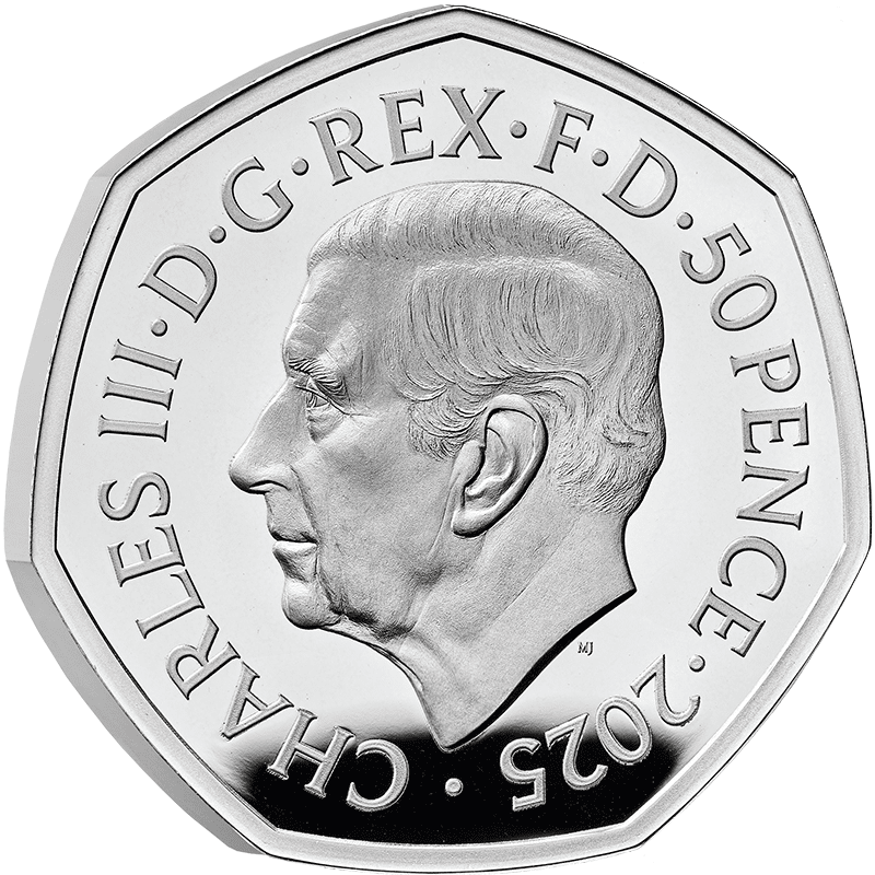 英国 2025年 ヨーロッパ戦勝記念日80周年 平和の鳩 50ペンス銀貨