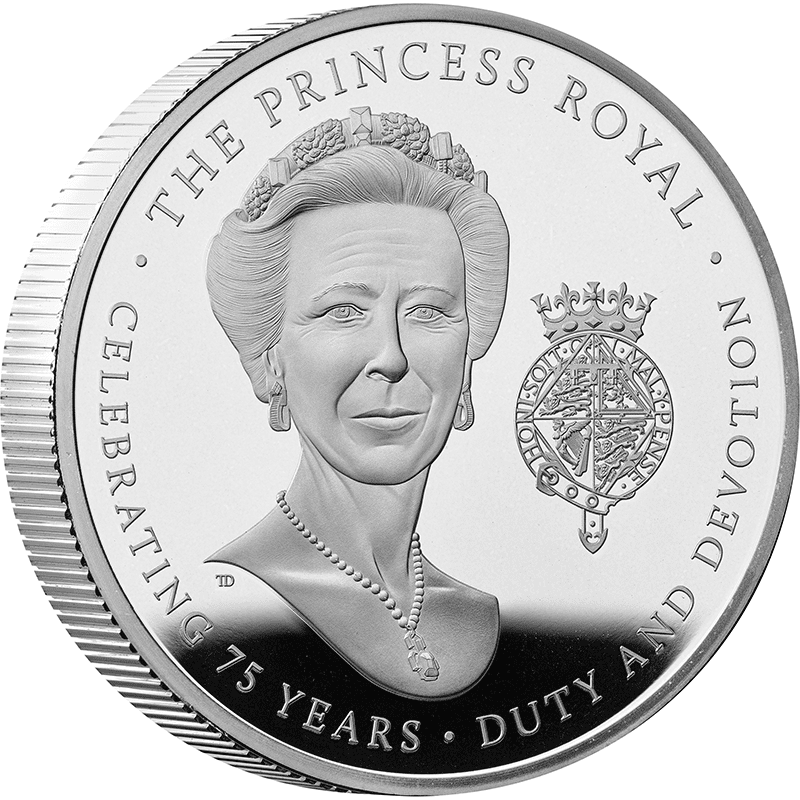 英国 2025年 アン王女生誕75周年 5ポンドピエフォー銀貨