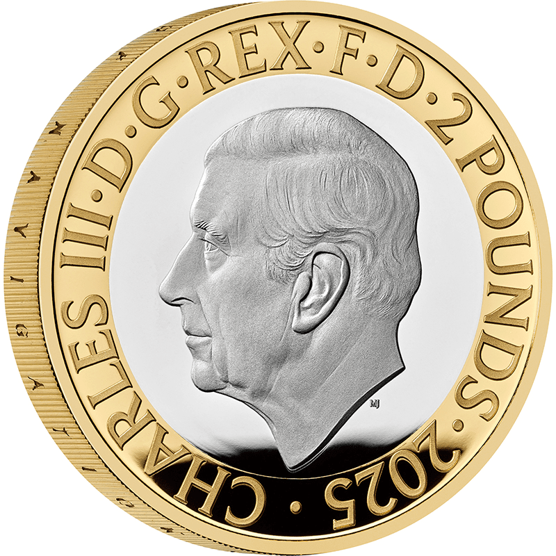 英国 2025年 グリニッジ王立天文台設立350周年 2ポンド銀貨金メッキ付