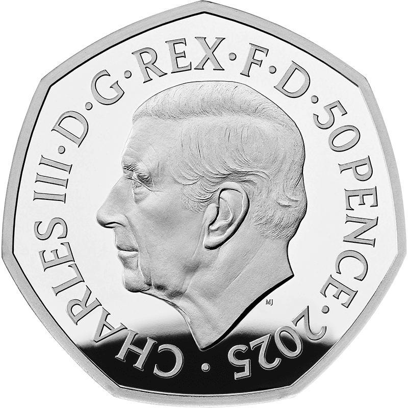 英国 2025年 スノーマン(TM) 50ペンスカラー銀貨 プルーフ