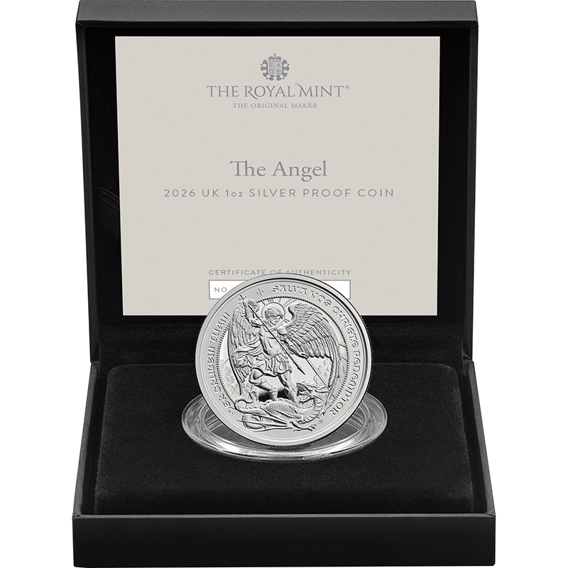 英国 2026年 エンジェル金貨 2ポンド銀貨 1オンス プルーフ
