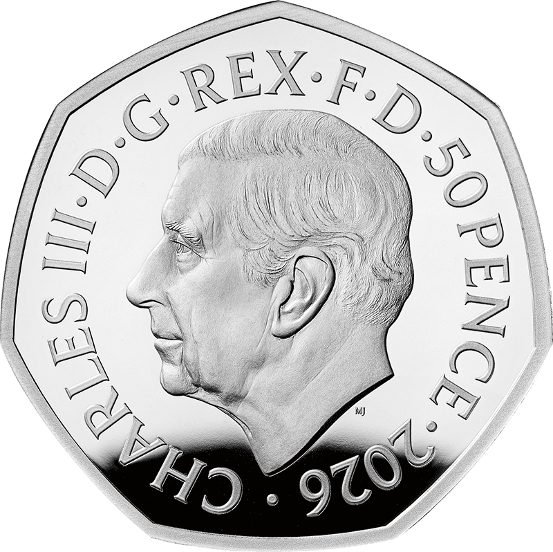 英国 2026年 「デニス・ザ・メナス」誕生75周年 50ペンスカラー銀貨