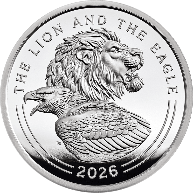英国 2026年 コインの象徴 ライオンとイーグル 10ポンド銀貨 5オンス