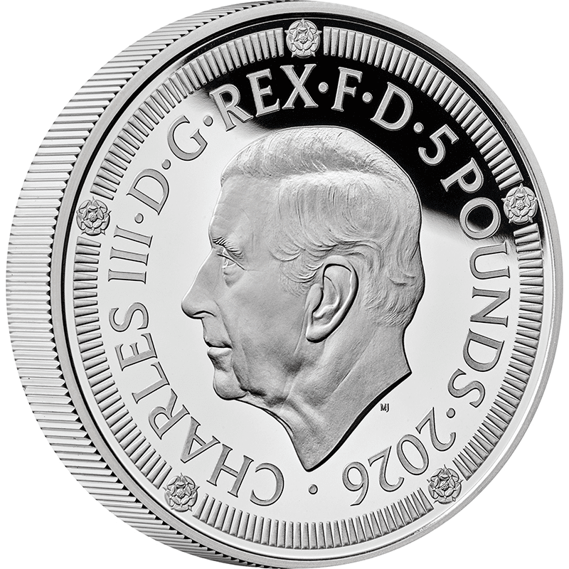 英国 2026年 クラウン貨の英国貨幣制度導入500周年 5ポンドピエフォー
