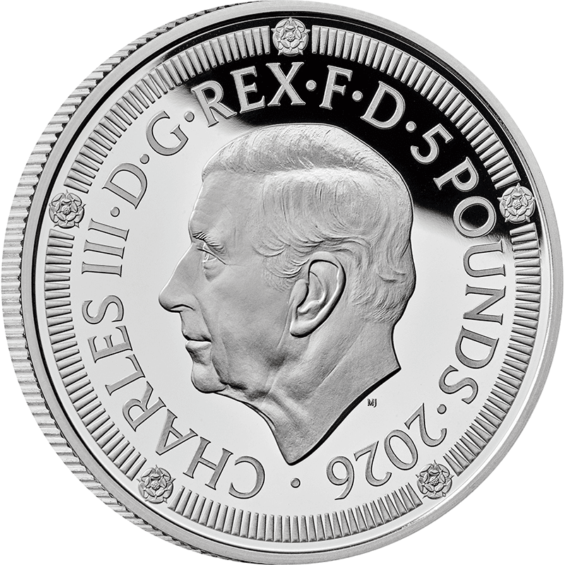 英国 2026年 クラウン貨の英国貨幣制度導入500周年 5ポンド銀貨