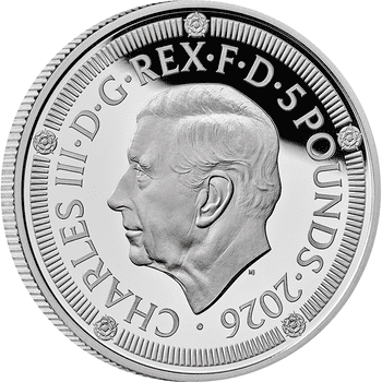 英国 2026年 クラウン貨の英国貨幣制度導入500周年 5ポンドピエフォー