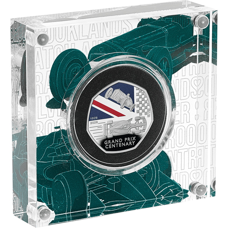 英国 2026年 イギリスグランプリ100周年 50ペンスカラー銀貨 プルーフ