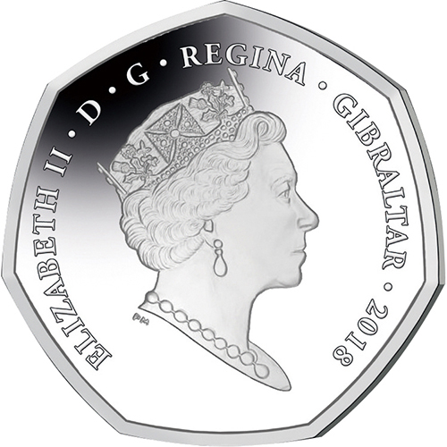 ジブラルタル 2018年 ジブラルタルのサル レッド・コロブス・モンキー 50ペンスカラー白銅貨 未使用