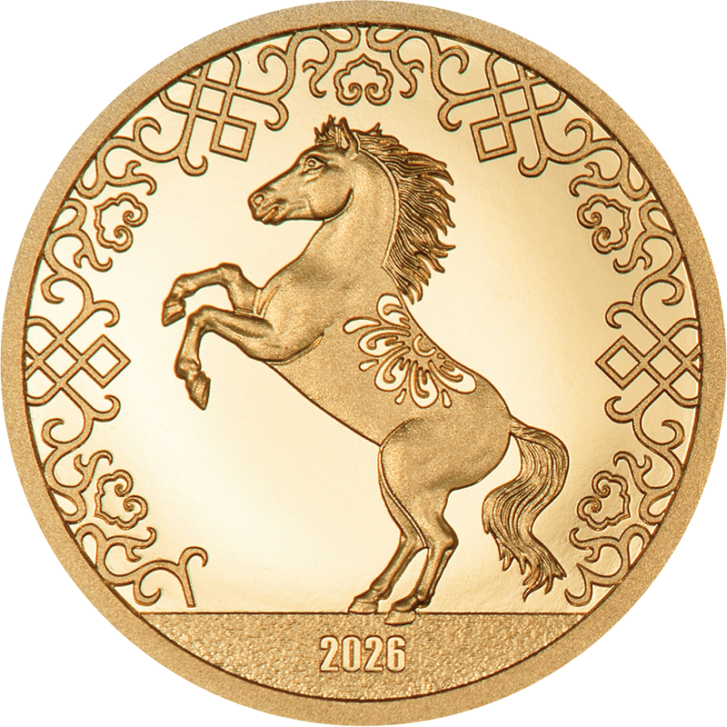 モンゴル 2026年 午年馬図 1000トグログ金貨 プルーフ | オンライン