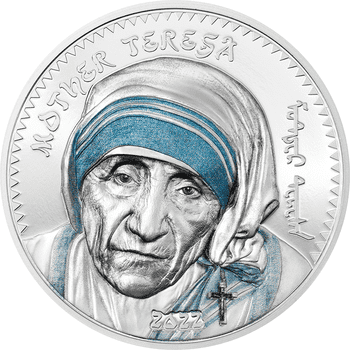 モンゴル 2022年 マザー・テレサ 1000トグログカラー銀貨 プルーフ（ハイレリーフ）