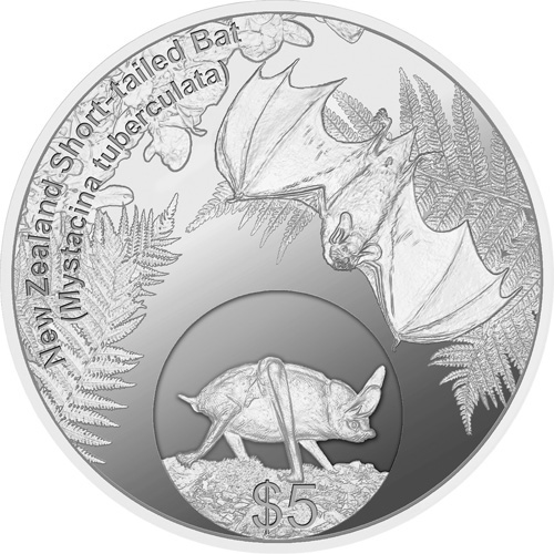 ニュージーランド 2013年 ツギホコウモリ 5ドル白銅貨 未使用