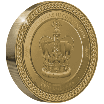 ニュージーランド 2023年 国王チャールズ3世の即位と戴冠 2ドル金貨 1/4オンス プルーフ