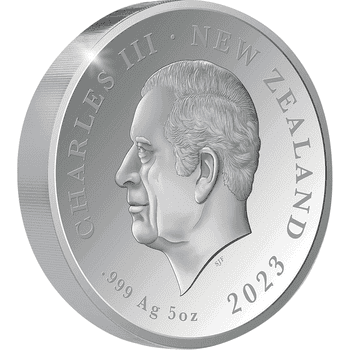 ニュージーランド 2023年 国王チャールズ3世の即位と戴冠 5ドルカラー銀貨 5オンス プルーフ