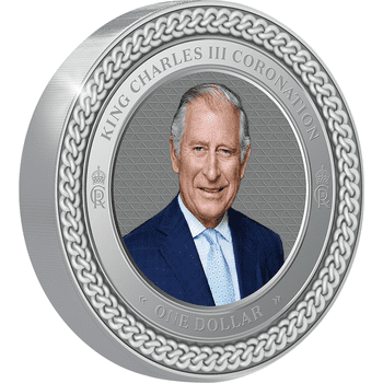 ニュージーランド 2023年 国王チャールズ3世の即位と戴冠 1ドルカラー銀貨 1オンス プルーフ