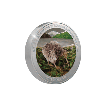 ニュージーランド 2024年 オオマダラキーウィ 1ドルカラー銀貨 プルーフ