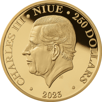 ニウエ 2023年 国王チャールズ3世戴冠式 100ドル金貨エメラルド付