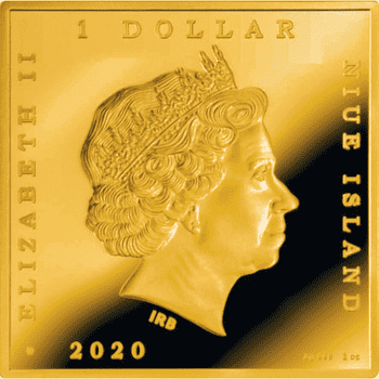 ニウエ 2020年 ボッティチェリが描いたキリスト いばらの冠を戴いたキリスト 1ドルカラー銀貨金メッキ付 プルーフ