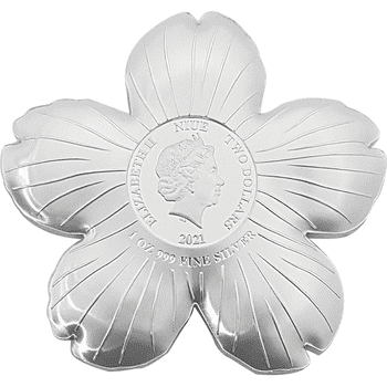 2021 ニウエ 世界の花シリーズ バラ エナメル付2ドル花型カラー銀貨