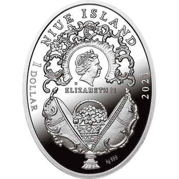 ニウエ 2021年 イースターエッグシリーズ アレクサンドル3 世の肖像 1ドルカラー銀貨 プルーフ