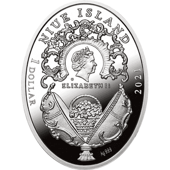 ニウエ 2021年 イースターエッグシリーズ 皇族の肖像と赤十字 1ドルカラー銀貨 プルーフ