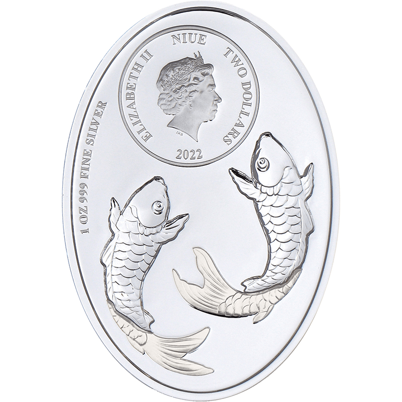 ニウエ 2022年 幸運と繁栄の鯉 2ドルカラー銀貨 プルーフ(ハイレリーフ
