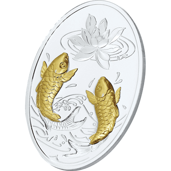 ニウエ 2022年 幸運と繁栄の鯉 2ドル銀貨金メッキ付 プルーフ(ハイレリーフ)