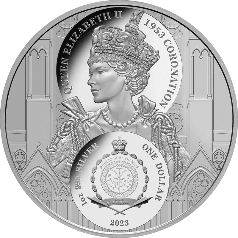 ニウエ 2023年 国王チャールズ3世戴冠式 1ドル銀貨 プルーフ ...