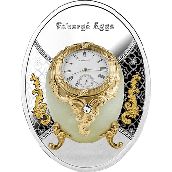 ニウエ 2023年 イースターエッグシリーズ 卵型置き時計 １ドルカラー銀貨クリスタル付 プルーフ