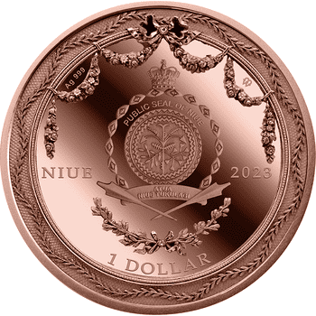 ニウエ 2023年 ファベルジェ・アート 懐中時計 1ドルカラー金メッキ銀貨樹脂・クリスタル付 プルーフ