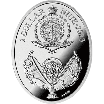ニウエ 2023年 イースターエッグシリーズ アレクサンドル3世記念 1ドルカラー銀貨クリスタル付 プルーフ