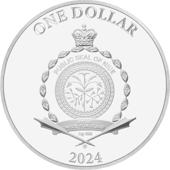 ニウエ 2024年 辰年龍図 1ドルカラー銀貨 プルーフ