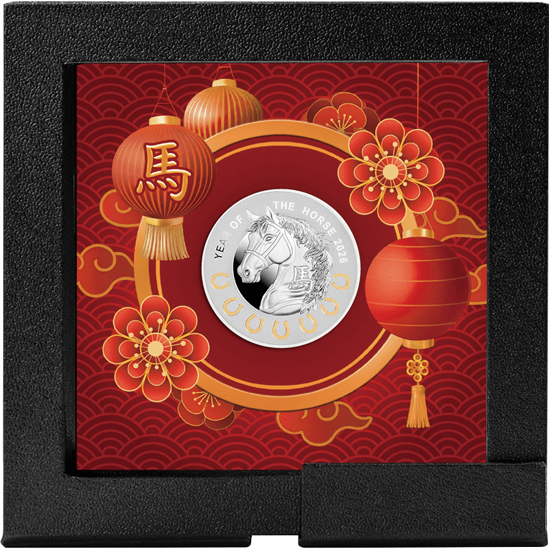 ニウエ 2026年 午年馬図 1ドルカラー銀貨金メッキ付 プルーフ