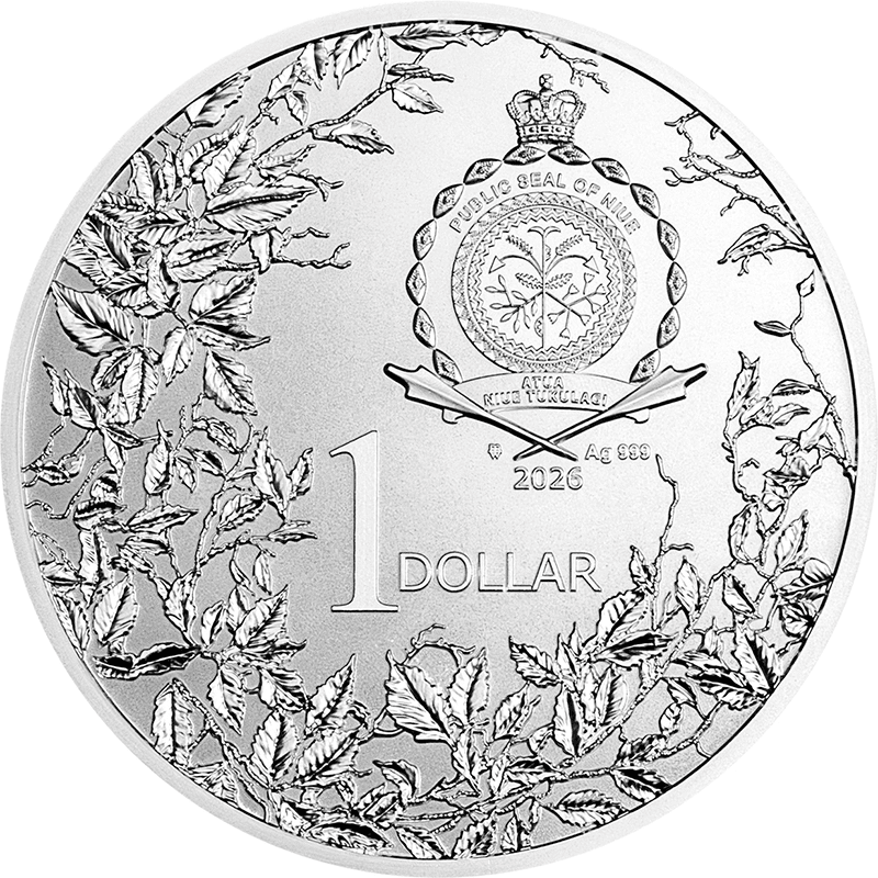 ニウエ 2026年 四季の花コレクション マグノリア 1ドルカラー銀貨樹脂