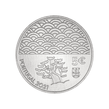 ポルトガル 2021年 長崎港450周年 ポルトガルと東洋シリーズ 漆の芸術 5ユーロ白銅貨 未使用