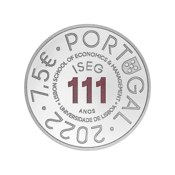 ポルトガル 2022年 リスボン経済経営学部111周年 7.5ユーロカラー銀貨 プルーフ
