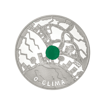 ポルトガル 2022年 子どもが描いた「気候」 緑 5ユーロ銀貨ポリマー付 プルーフ