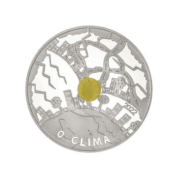 ポルトガル 2022年 子どもが描いた「気候」 黄 5ユーロ銀貨ポリマー付 プルーフ