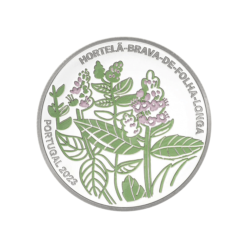 ポルトガル 2023年 絶滅危惧種の植物 ナガバハッカ 5ユーロカラー銀貨