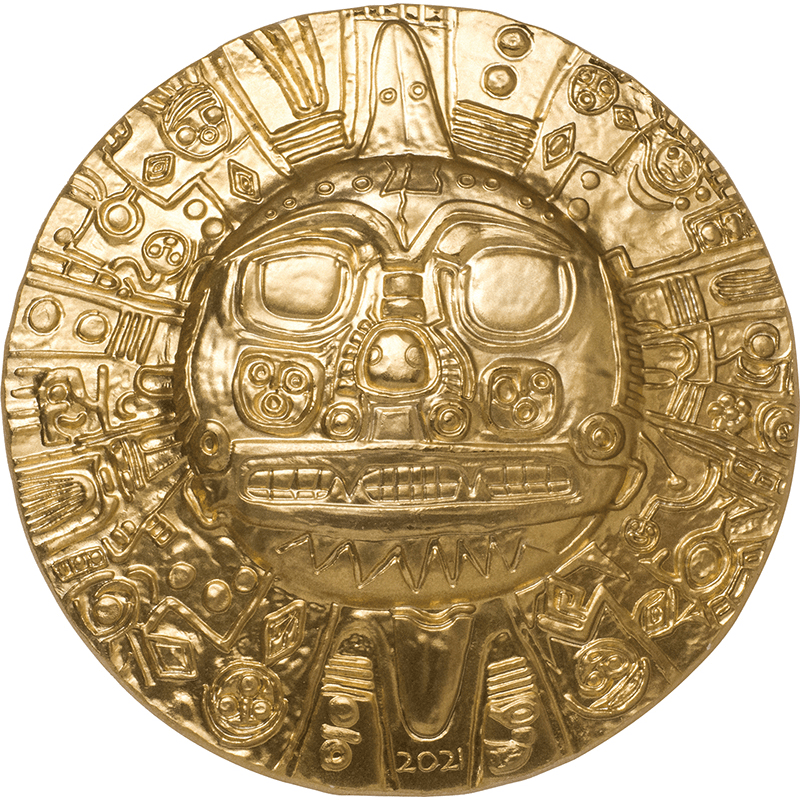 パラオ 2021年 黄金の円盤 5ドル金メッキドーム型銀貨 未使用 
