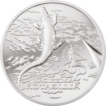パラオ 2022年 アメリカアリゲーター 5ドルカラー銀貨 プルーフ（ウルトラハイレリーフ）