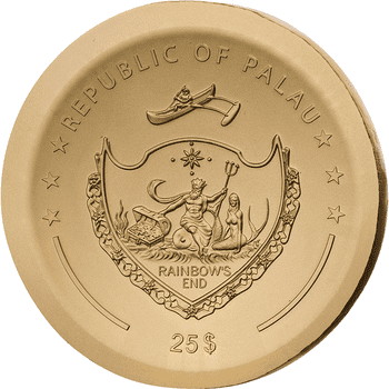 パラオ 2023年 黄金の円盤 25ドル金ﾒｯｷ銀貨 未使用(ウルトラハイレリーフ)