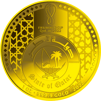 【B】 カタール 2022年 FIFAワールドカップカタール2022 公式記念コイン 最終予約販売 トロフィー 50リヤル金貨 プルーフ