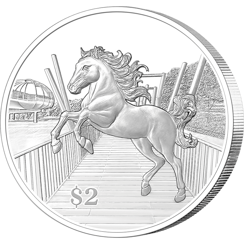 シンガポール 2026年 午年馬図 2ドルニッケルメッキ複合貨 プルーフ