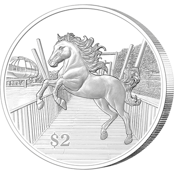 シンガポール 2026年 午年馬図 5ドル花形カラー銀貨 1オンス プルーフ