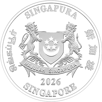 シンガポール 2026年 午年馬図 5ドル花形カラー銀貨 1オンス プルーフ