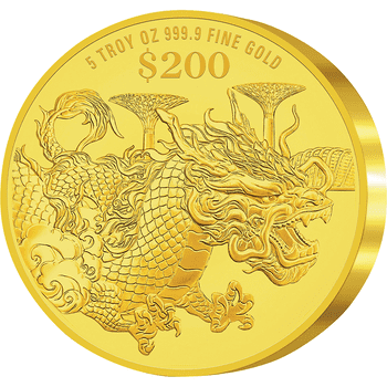 シンガポール 2024年 辰年龍図 200ドル金貨 5オンス プルーフ